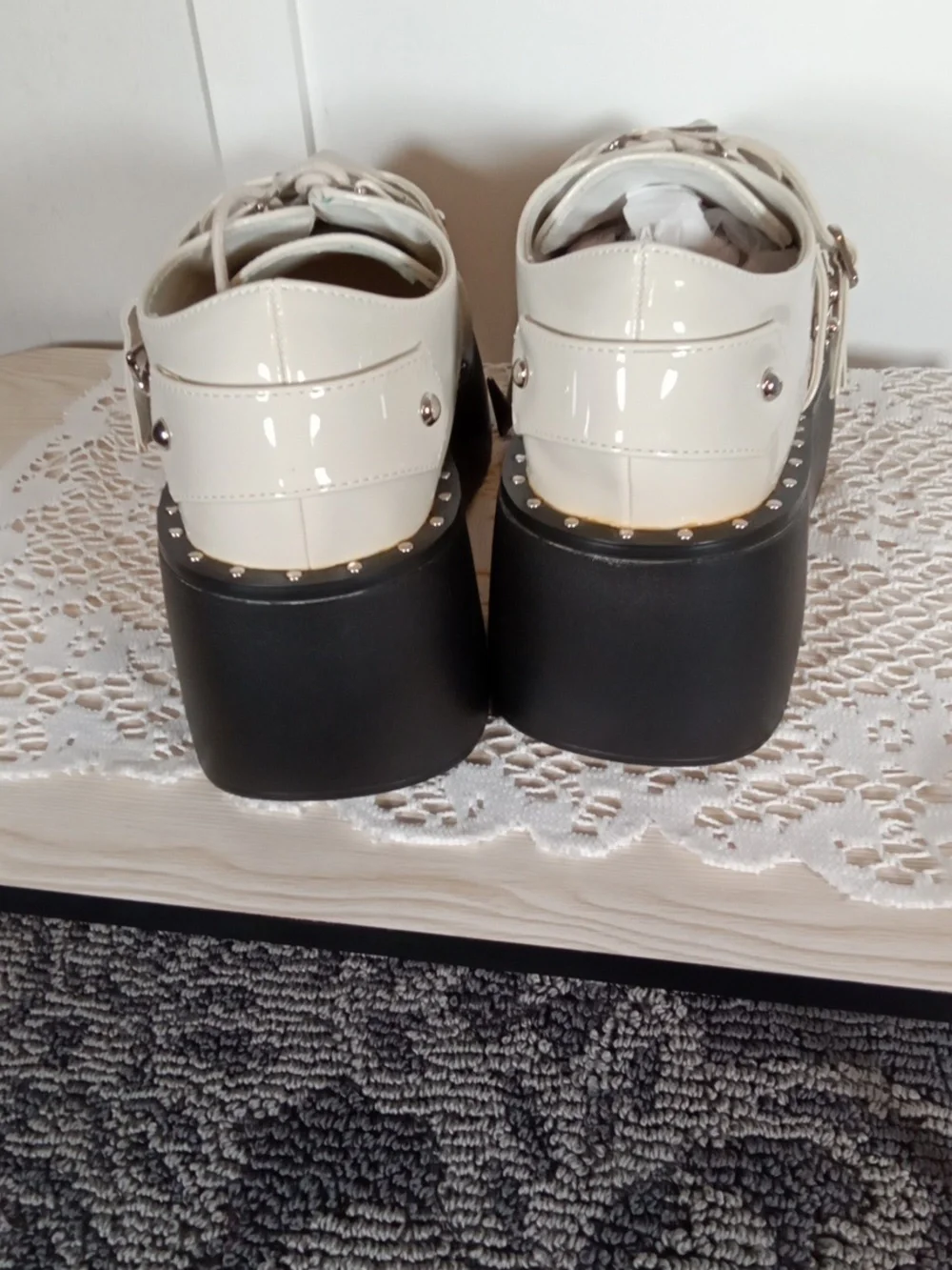 Gururu Gothic Platform Oxfords Glossy Triple Buckles Punk Emo Womens